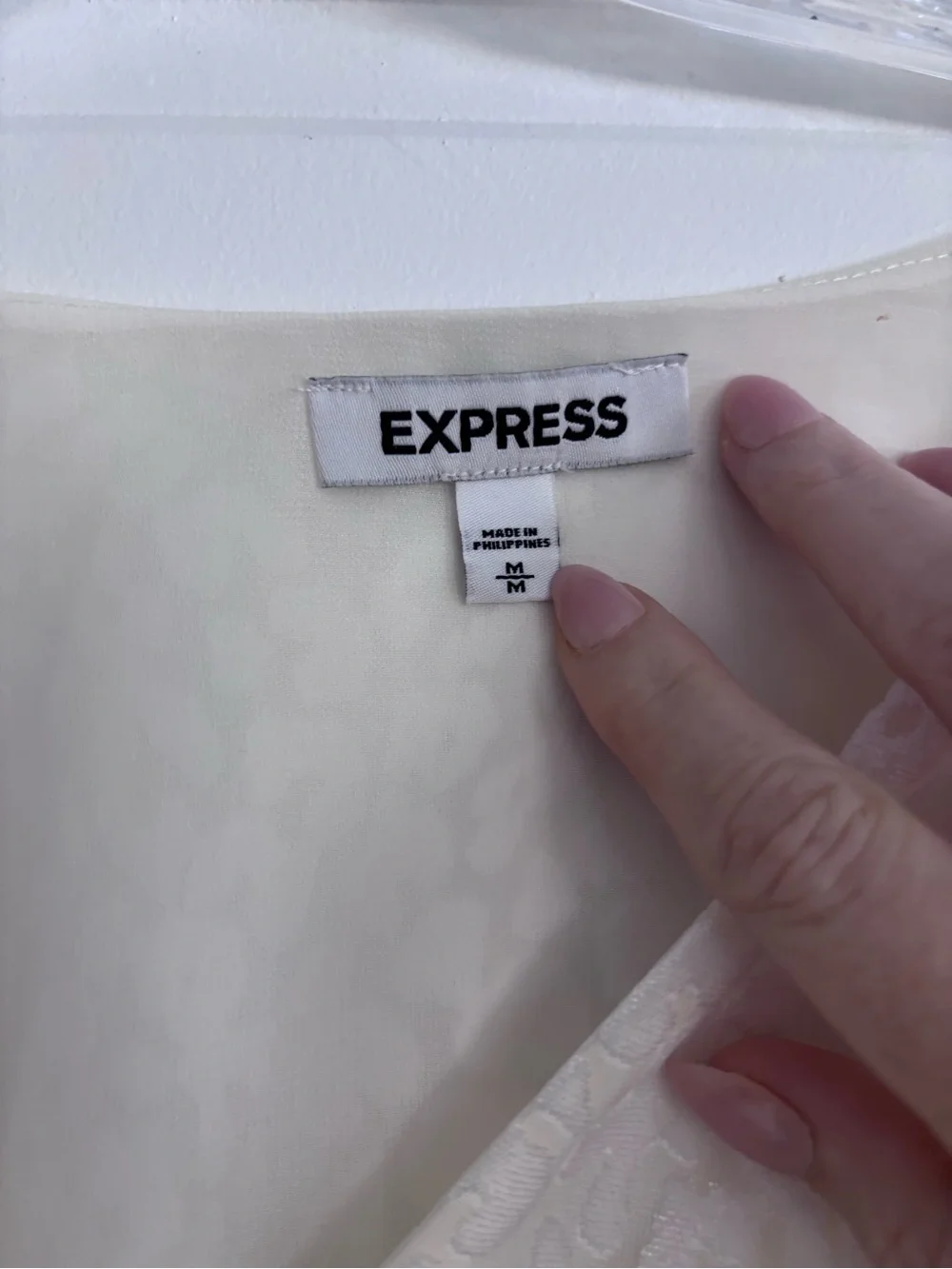 Express Cream V-Neck Peplum Wrap Blouse